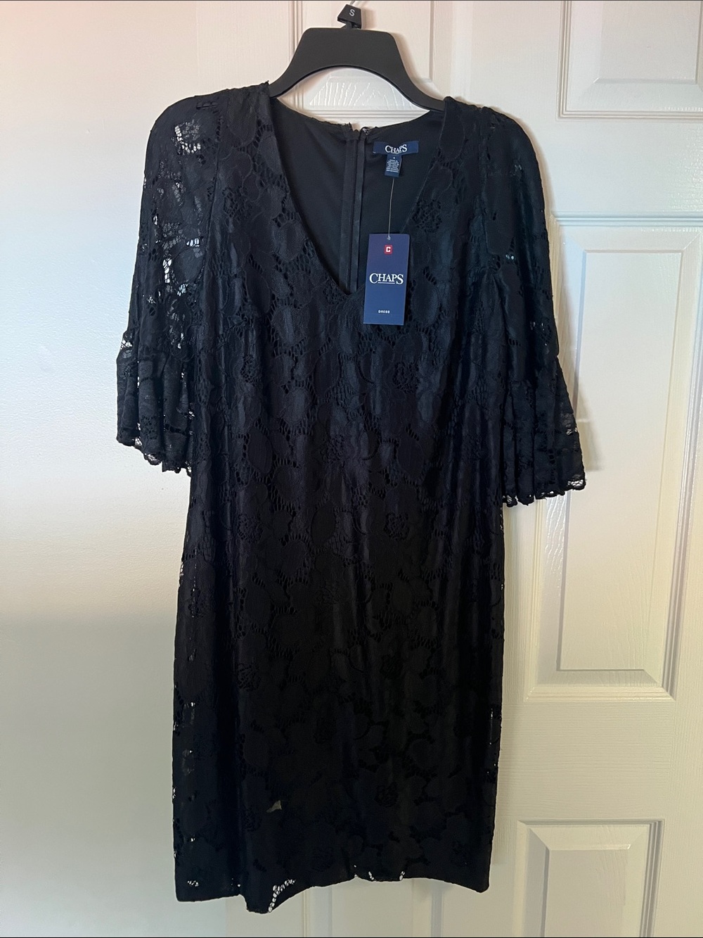 Chaps Black Lace Overlay Dress